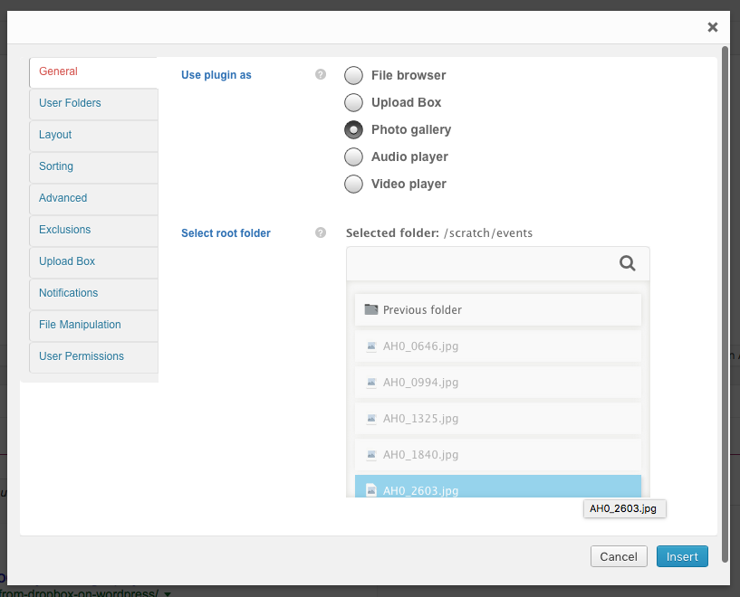 OutoftheBox Plugin: Choosing Dropbox Photo Gallery Folder