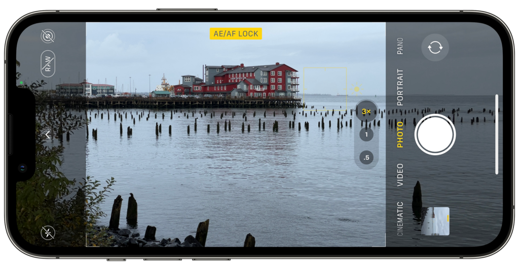 Screenshot showing AE/AF Lock on iPhone